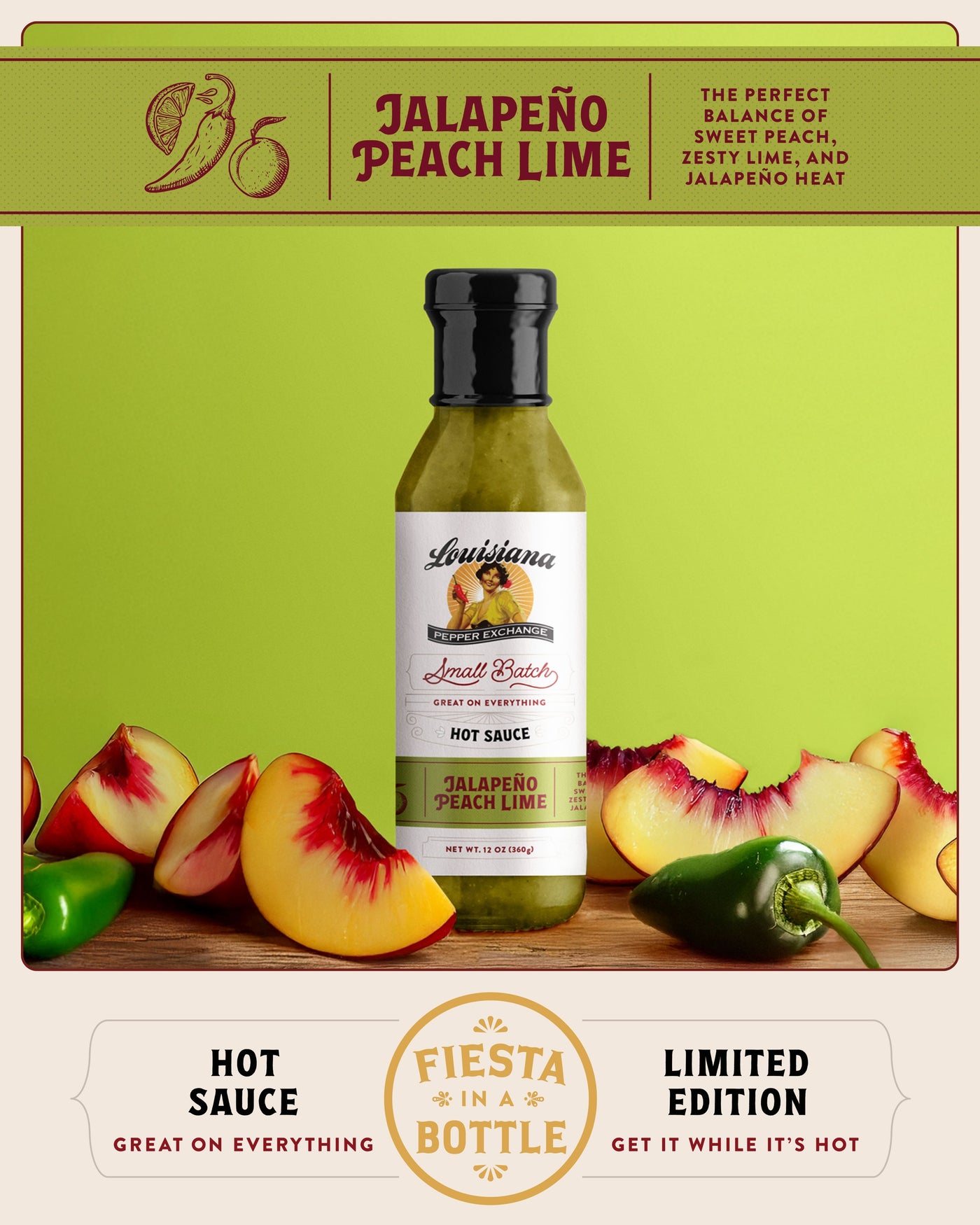 Jalapeño Peach Lime Hot Sauce from Louisiana Pepper Exchange - LIMITED RELEASE